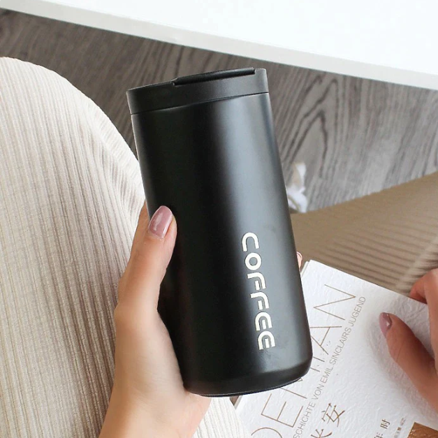 Black Stainless Steel Travel Mug 400ml - Lunaz Shop