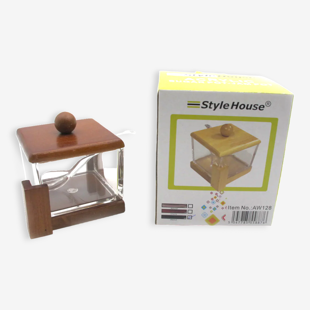 Acrylic squared Sugar Server with wooden base - Lunaz Shop