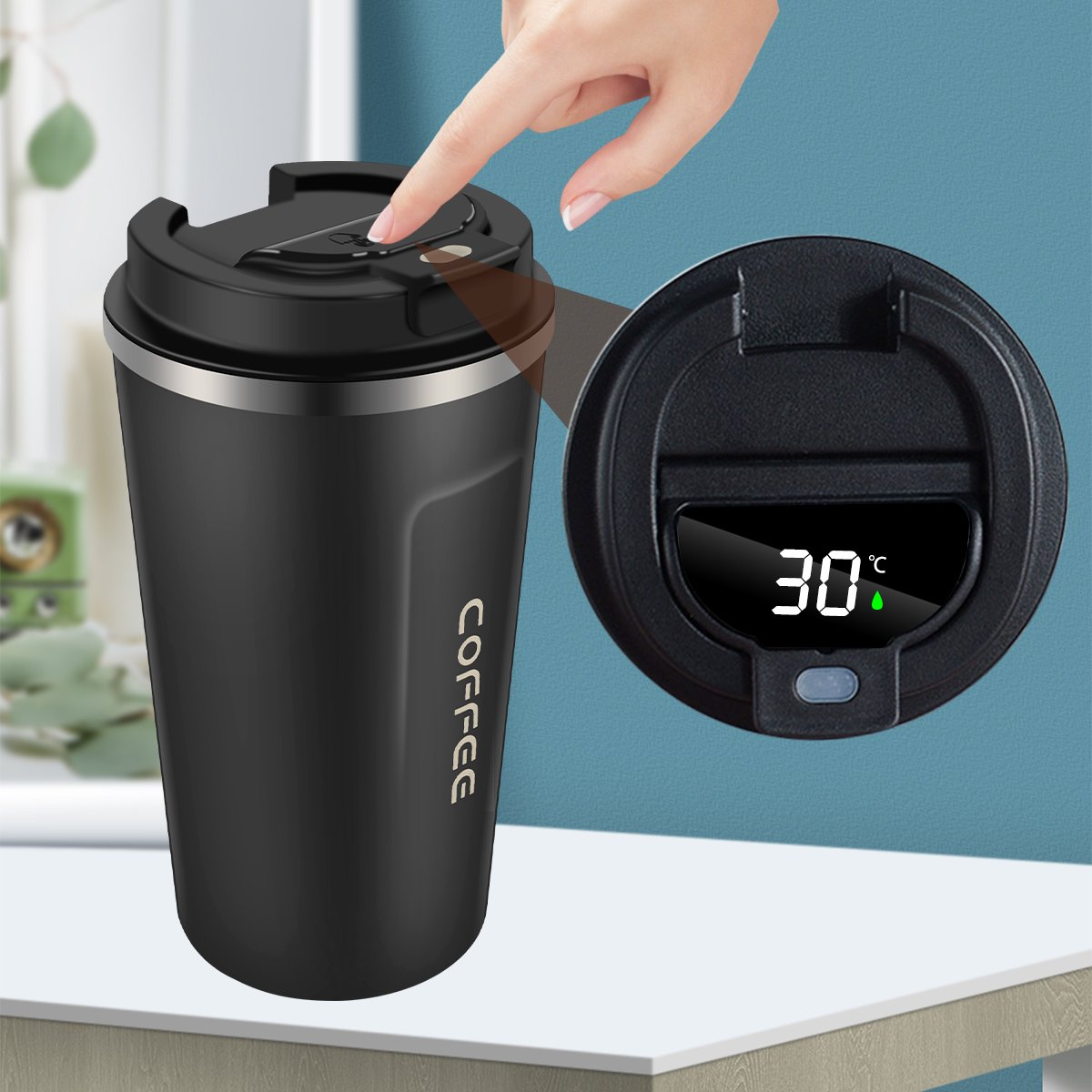 Digital Stainless Steel Travel Mug 500 ml - Lunaz Shop