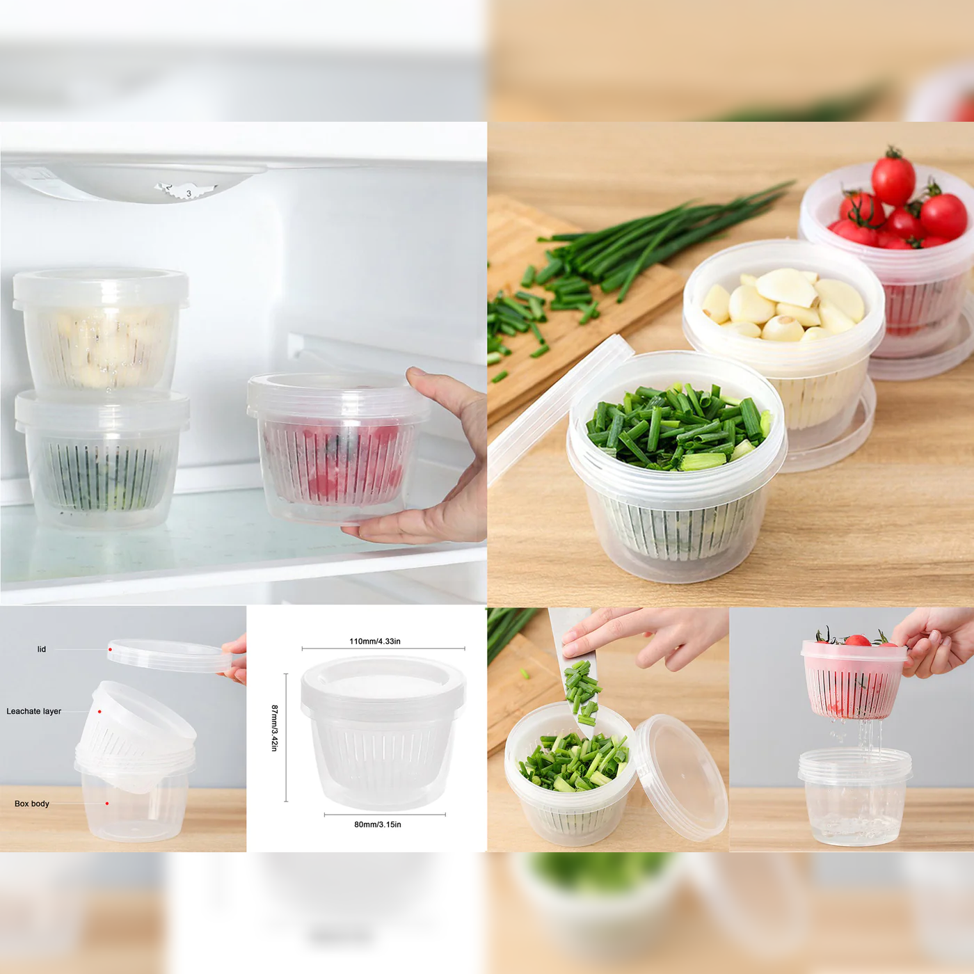 Small Round Food Storage Container with Strainer - Lunaz Shop