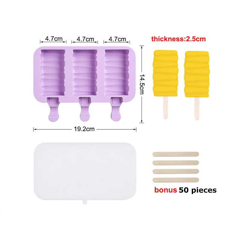 silicone popsicle molds with cover and wooden sticks - Lunaz Shop