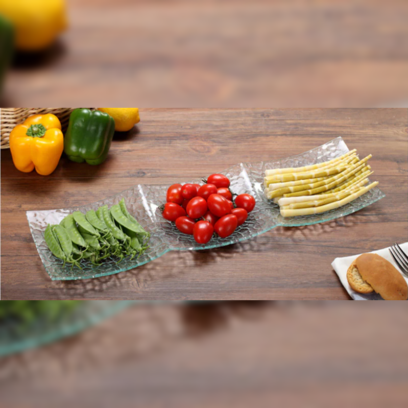 Rectangular Glass dish with 3 compartments - Lunaz Shop