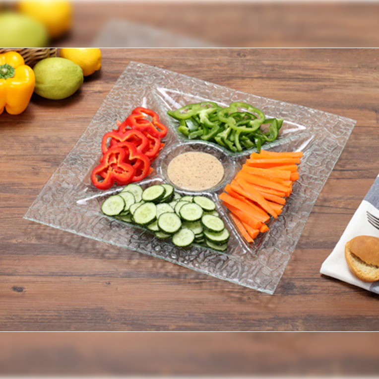 Squared Shallow dish with 5 compartments - Lunaz Shop
