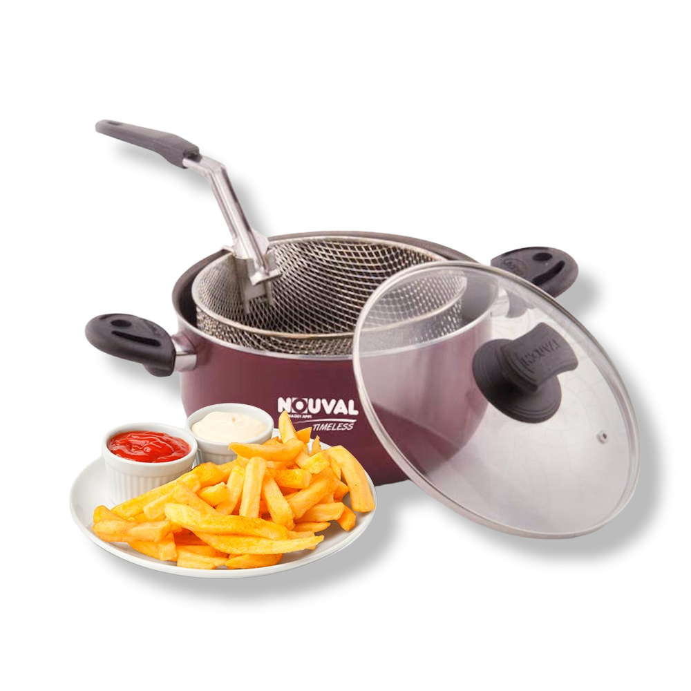 Nouval Aluminum Nouval Potato Fryer with Pyrex cover 24cm - Lunaz Shop