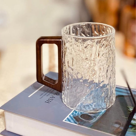 High Quality Borosilicate Glass Mug with Wooden Handle