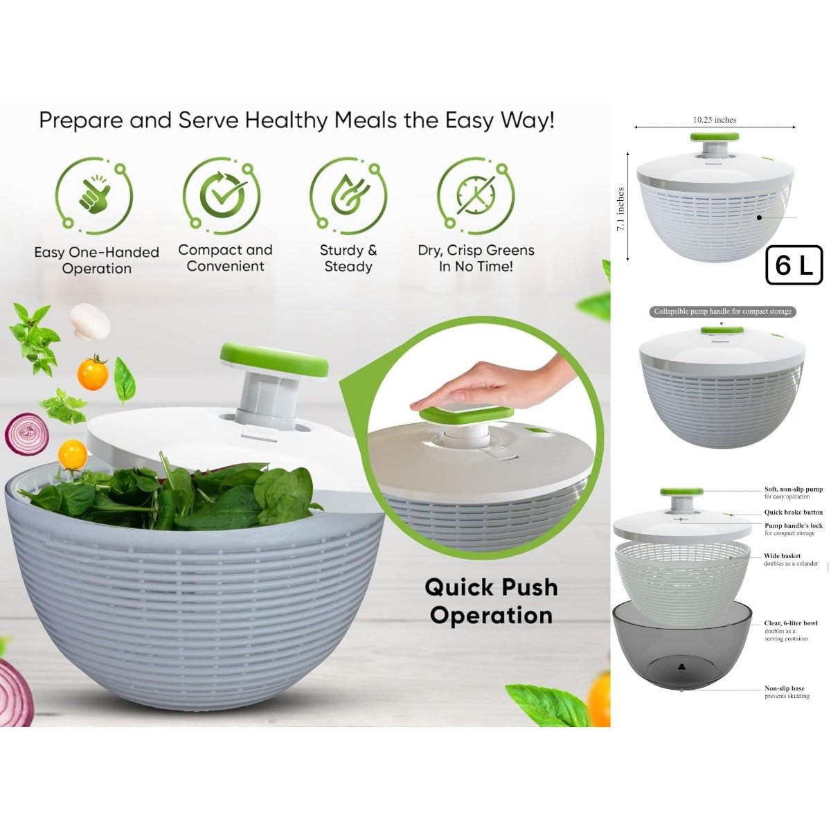 Dosthoff Jumbo Quick Dry Salad Spinner 6L