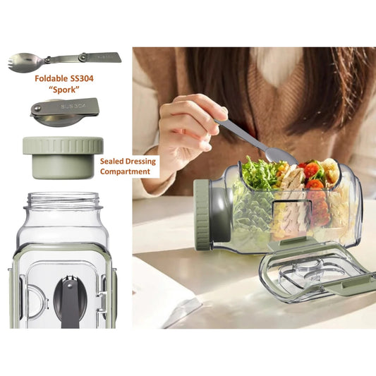 Dosthoff Portable Salad Jar with Side Opening & "Spork"