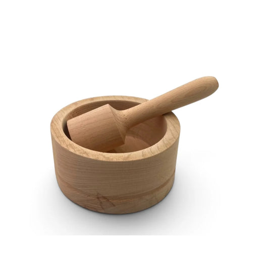 High Quality Bearch Wood Pestil and Mortar Medium Size