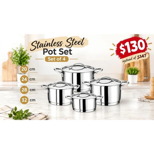 Set of 4 OMS Stainless Steel Pots
