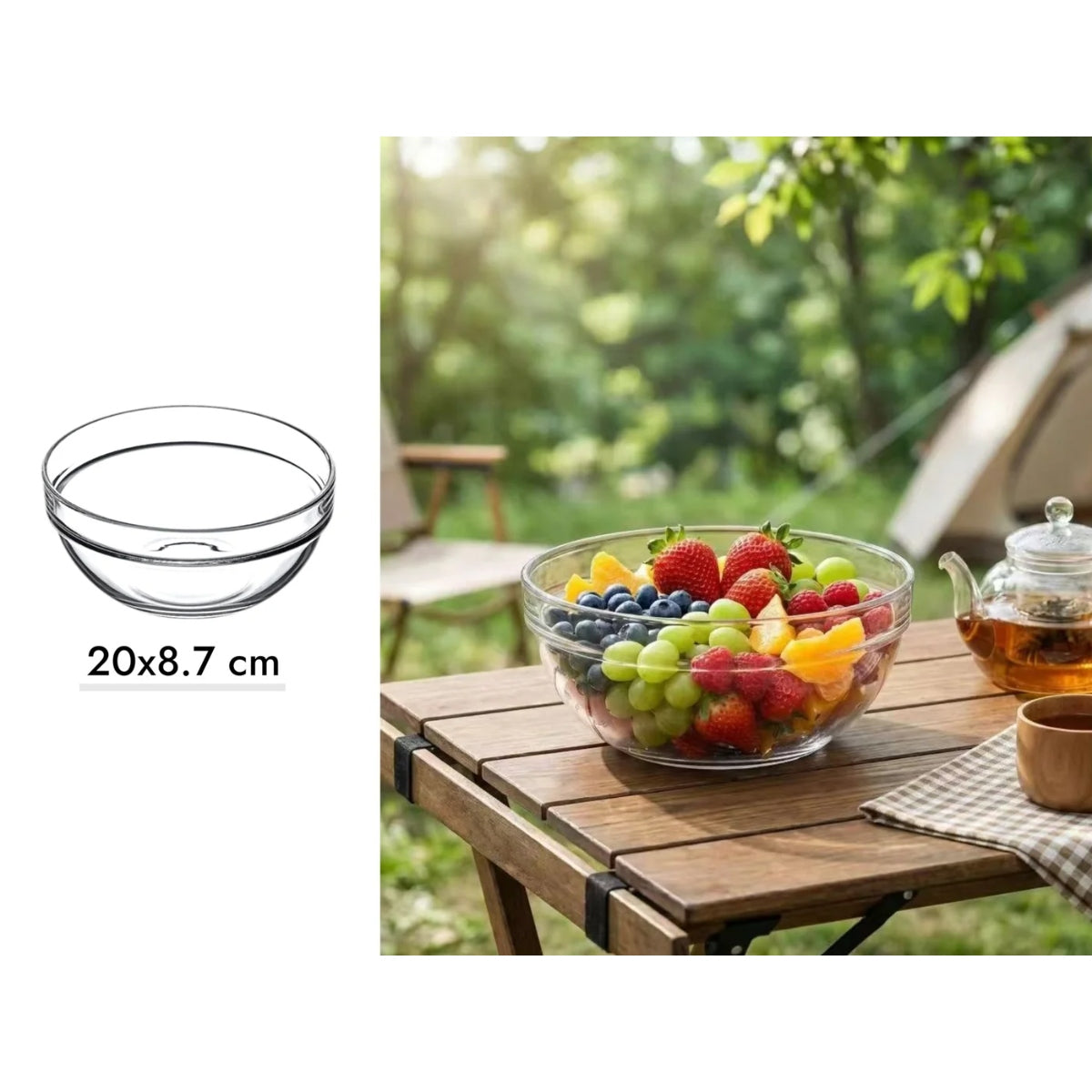 Crystal Clear Unbreakable PC Salad Bowl 20 cm
