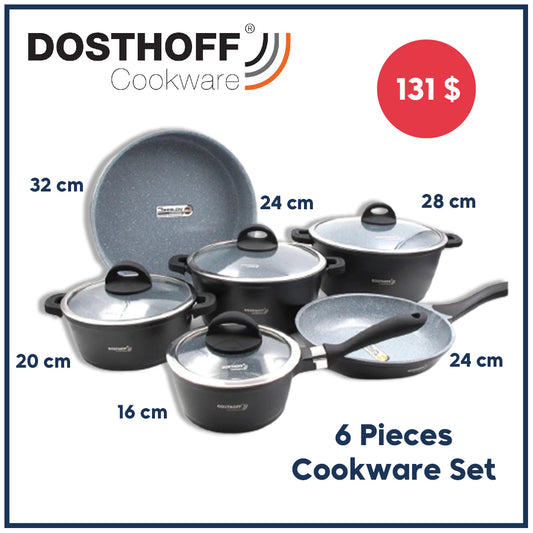 Dosthoff 6 pcs Cookware Casserole Set Black 6