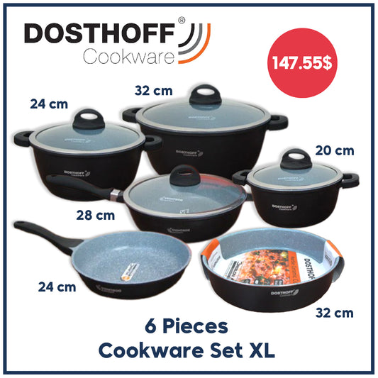 Dosthoff 6 pcs Cookware Casserole Set Black 6 XL
