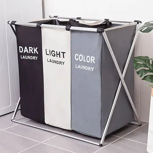 3 Section Laundry Hamper/Sorter Printed Dark Light Color