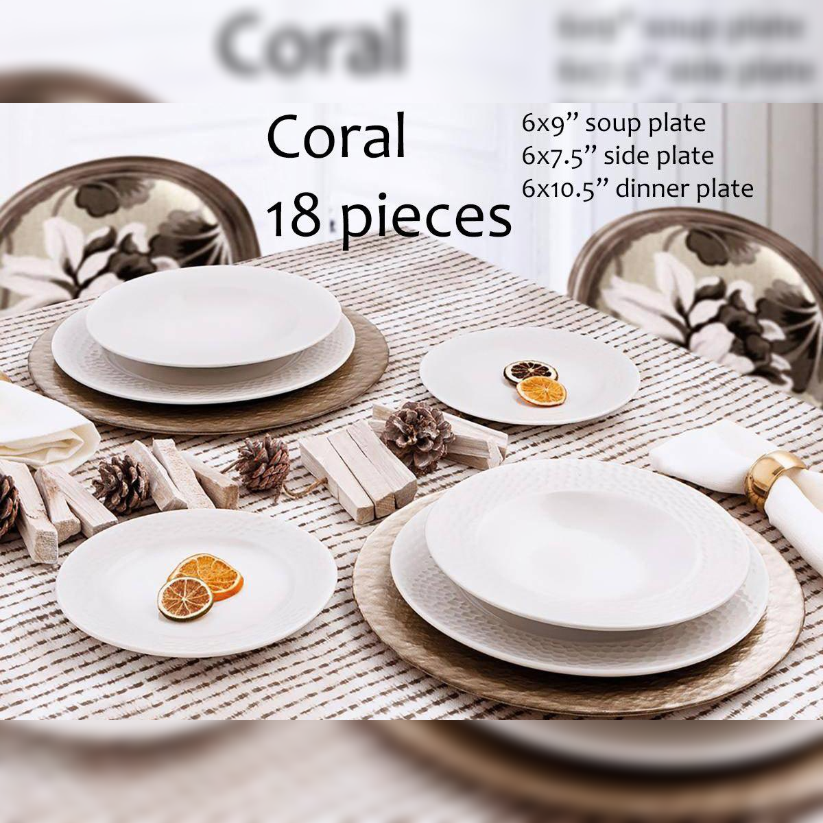 18 Pieces Coral Porcelain Dinner Set - Lunaz Shop