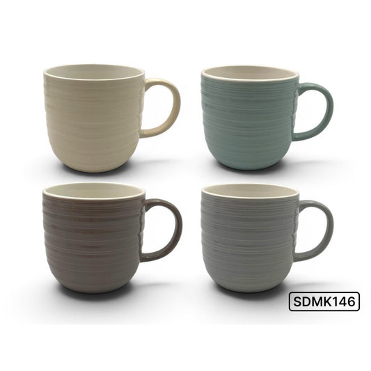 Porcelain Mug with Glossy Finish Horizontal Line Design
