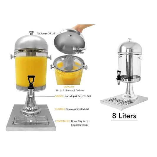 Deluxe PC Juice Dispenser with SS Base, Ice Tube & Cover