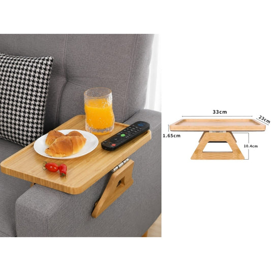 Sofa Arm Clip-On Foldable Table Tray for Wide Armrest
