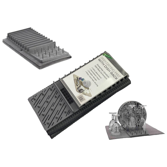 Dish Draining Mat with Dish Rack