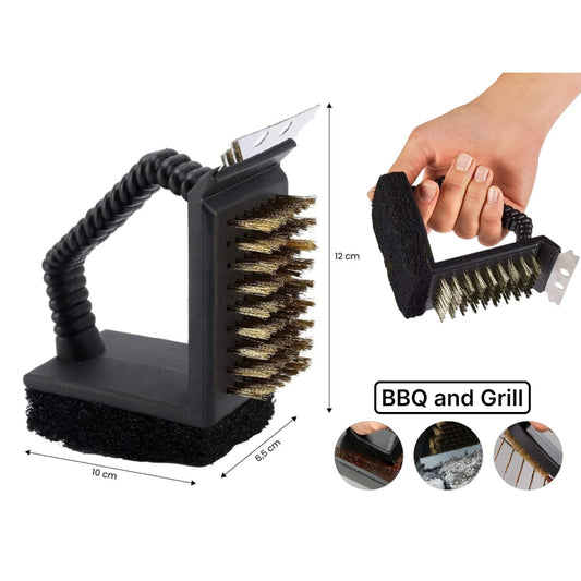 3 in 1 Grill Brush with Short Handle