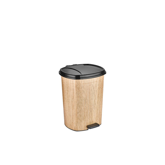 Wooden Color Plastic Pedal Dustbin 6L