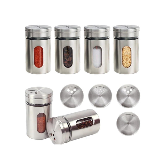 Glass Salt Shaker with Rotating Stainless Steel Lid
