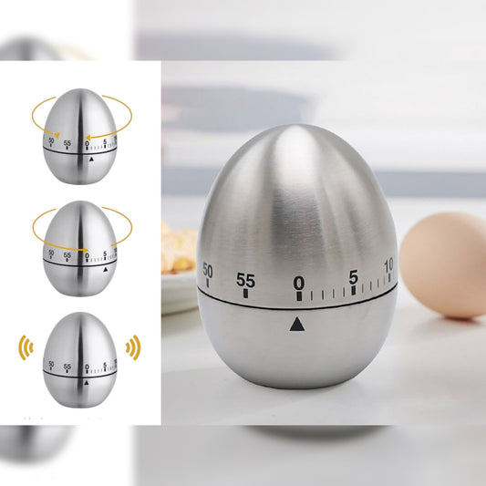 Egg Shaped Stainless Steel Kitchen Timer