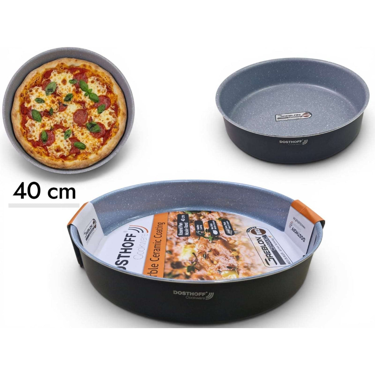 DOSTHOFF ROUND OVEN TRAY BLACK 40 CM