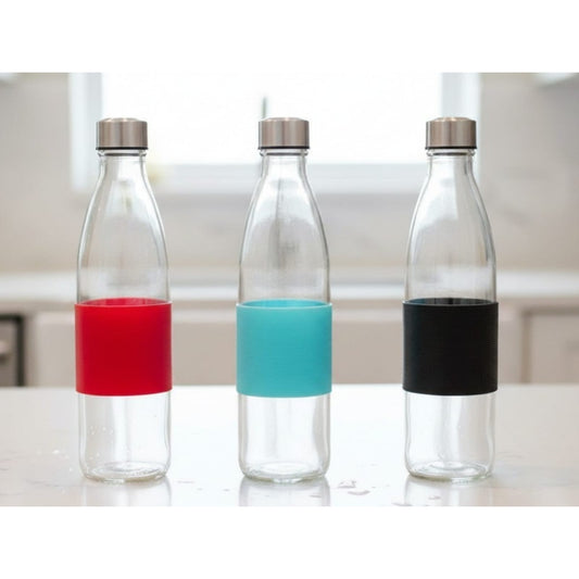 Glass bottle with silicone