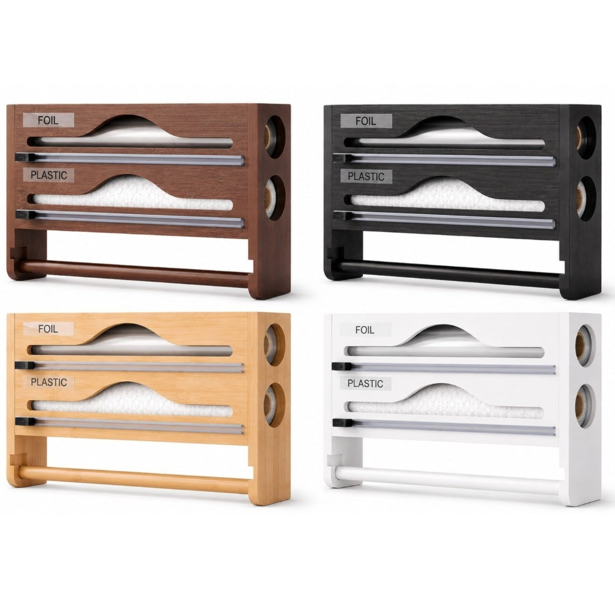 Bamboo Wrap Organizer with Paper Tower Holder 2 Comp