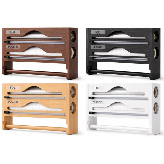 Bamboo Wrap Organizer with Paper Tower Holder 2 Comp