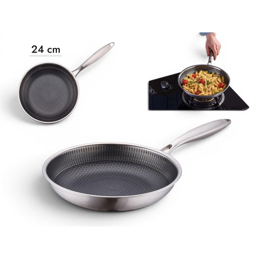 Tri-ply Stainless Steel 18/10 Frypan 24 cm