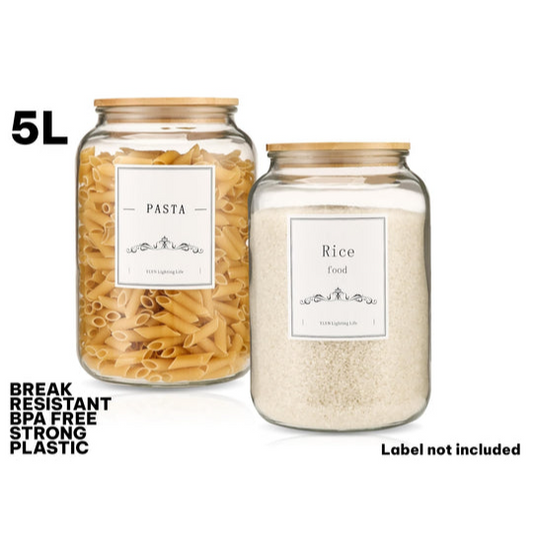 Break resistant BPA Free 5L Plastic Jar with Bamboo Lid