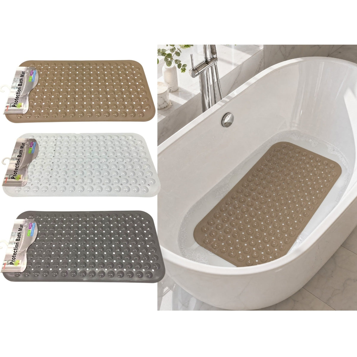 PVC Non Slip Classic Protection Bath Mat 71x38 cm