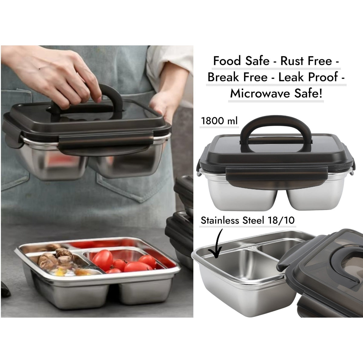 Dosthoff Stainless Steel 2 Compartments Food Container