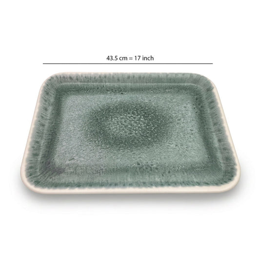 Green Marble Melamine Rectangular Tray 17 inch
