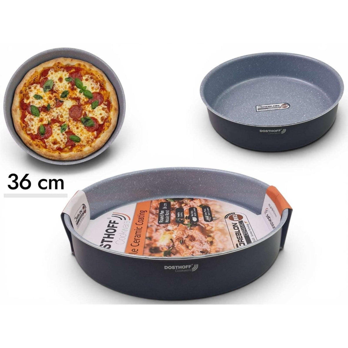 DOSTHOFF ROUND OVEN TRAY BLACK 36 CM