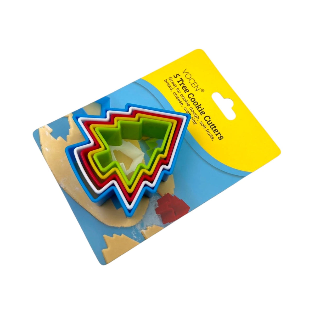 Xmas Tree Colorful Plastic Dough Cutter 5 pieces Set