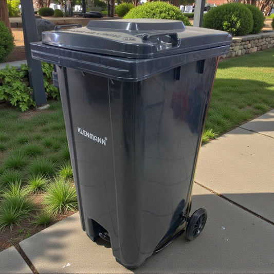 Heavy Duty Plastic Dustbin with Metal Step 240L w Wheels