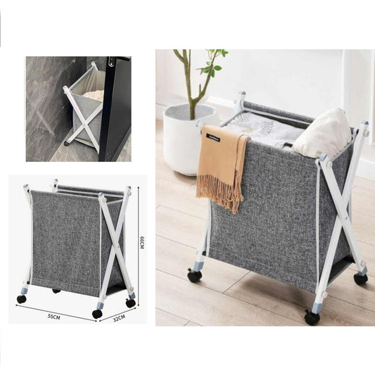 Thick Fabric Foldable Laundry Basket with Wheels