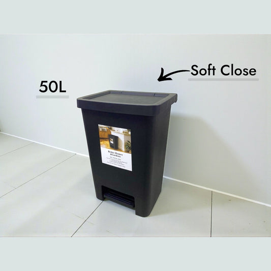 Soft Close Heavy Duty Plastic Pedal Dustbin 50L