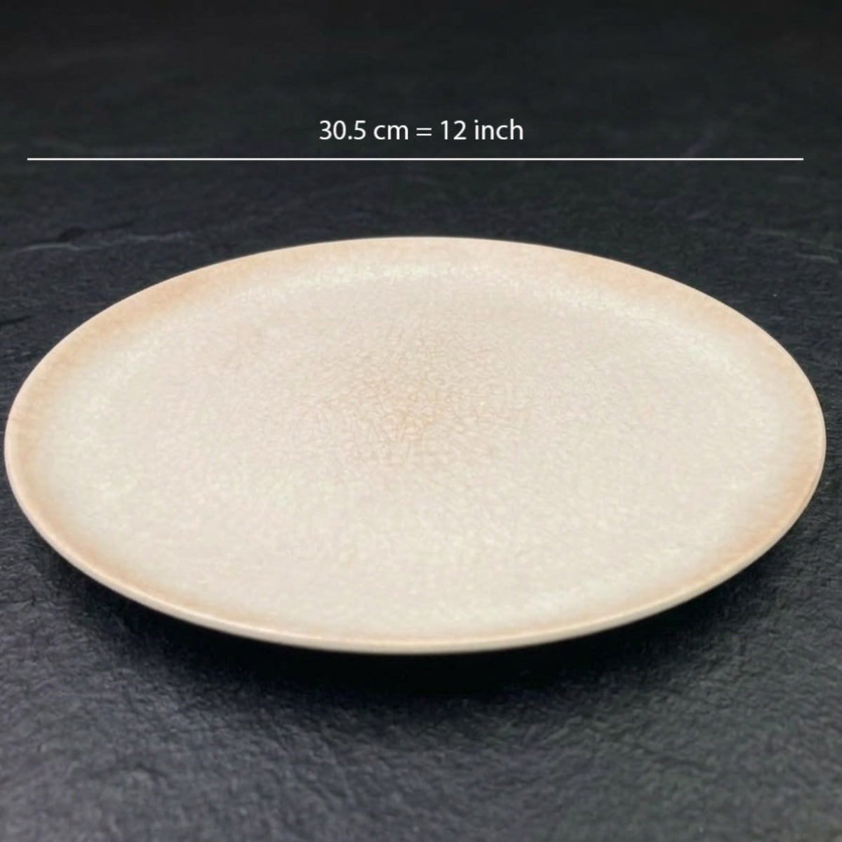 Beige Marble Design Round Melamine Tray; 12"