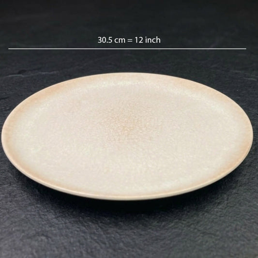 Beige Marble Design Round Melamine Tray; 12"