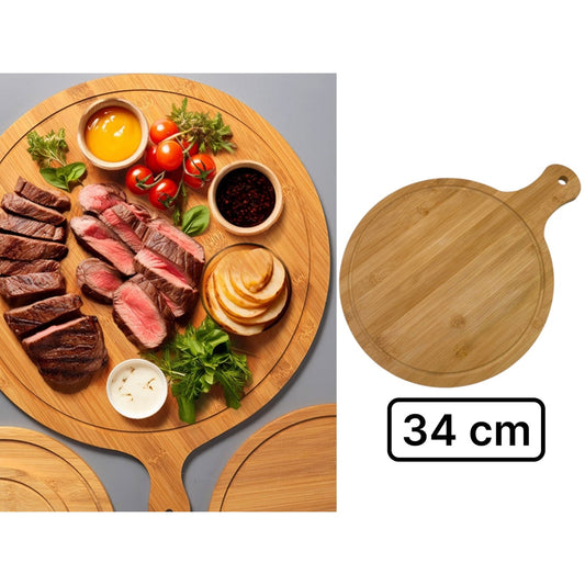 Pizza and Charcuterie Serving Board with Handle 34 cm
