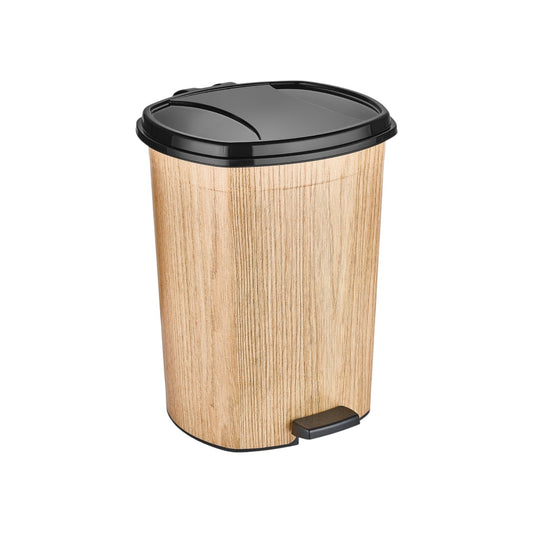 Wooden Color Plastic Pedal Dustbin 50 L