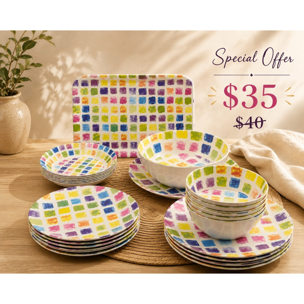 27-Piece Melamine Dinner Set
