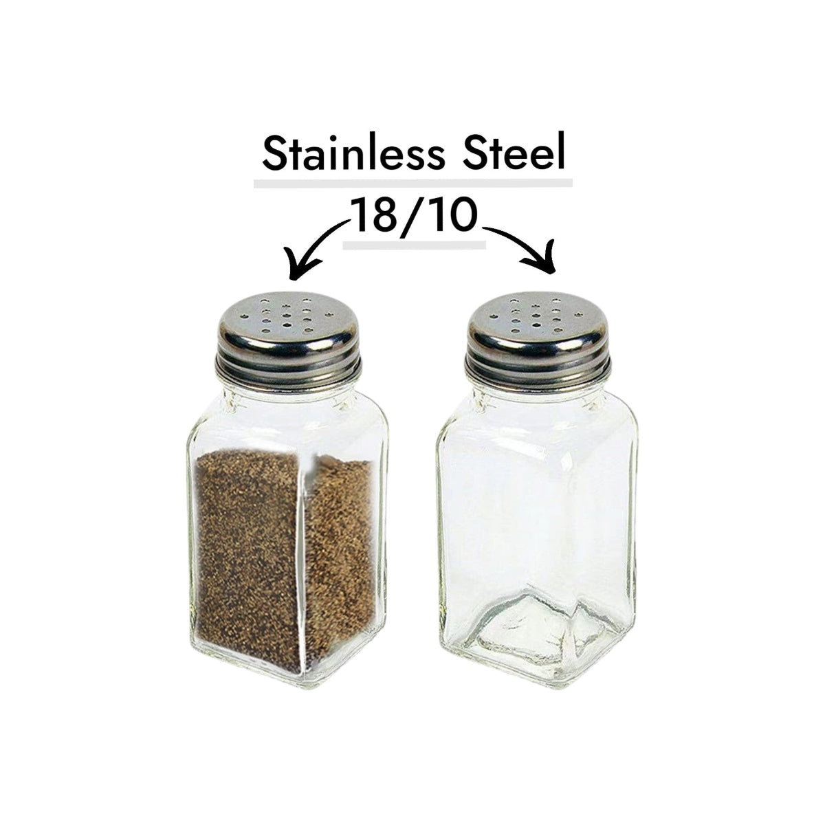 Glass Salt Shaker with Stainless Steel 18/10 Lid