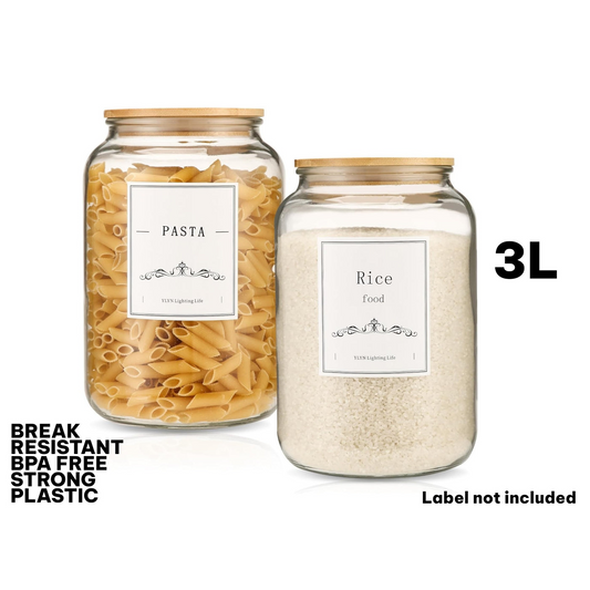 Break resistant BPA Free 3L Plastic Jar with Bamboo Lid