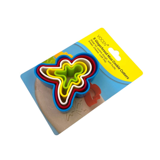 Gingerbread Man Colorful Plastic Dough Cutter 5 pieces S