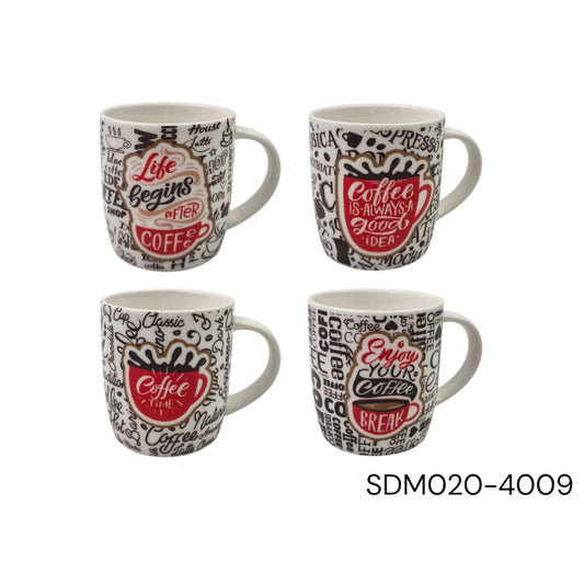 Porcelain Mug with Coffee Scribble Designs