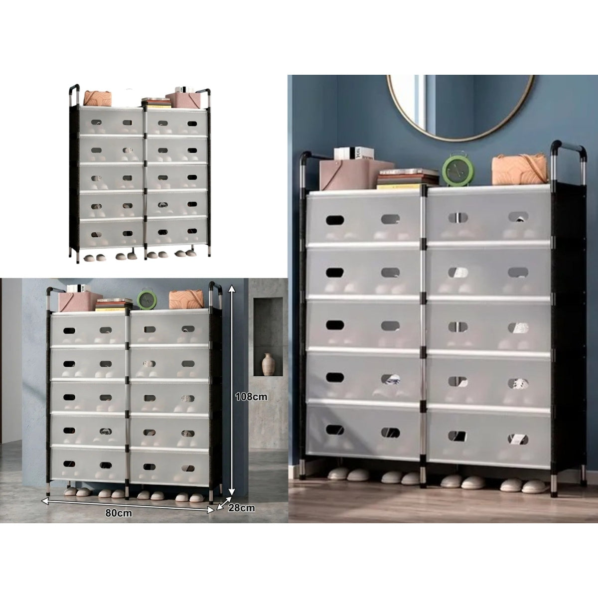 5-Layer Dustproof Divided Storage Shoe Rack